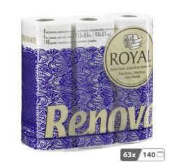 Papier toilette quadruple épaisseur Renova Royal  - 63 rouleaux de 140 feuilles
