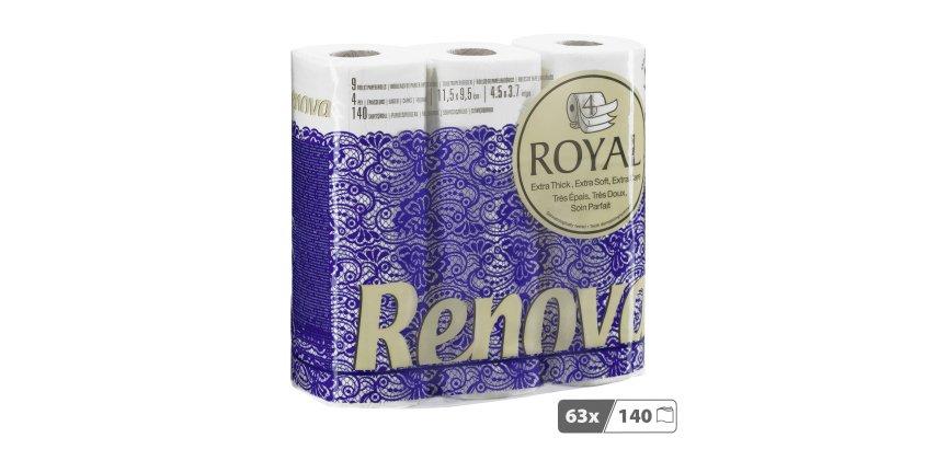 Papier toilette quadruple épaisseur Renova Royal  - 63 rouleaux de 140 feuilles
