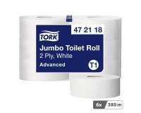 Papier toilette Maxi Jumbo double épaisseur Tork T1 - 6 rouleaux de 380 m