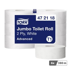 Papier toilette Maxi Jumbo double épaisseur Tork T1 - 6 rouleaux de 380 m