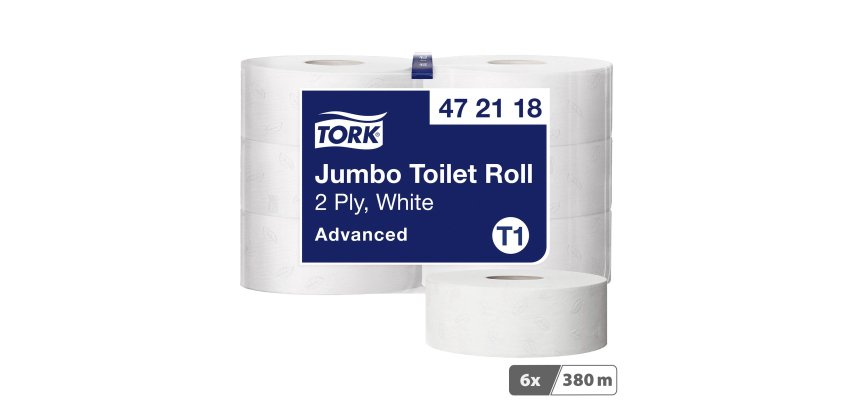 Papier toilette Maxi Jumbo double épaisseur Tork T1 - 6 rouleaux de 380 m