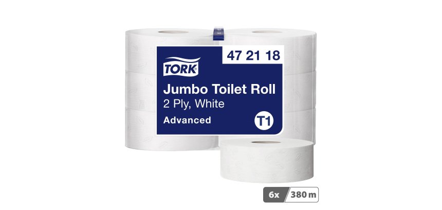 Papier toilette Maxi Jumbo double épaisseur Tork T1 - 6 rouleaux de 380 m