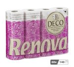 Papier toilette quadruple épaisseur Renova lotionné fraîcheur florale - 60 rouleaux de 140 feuilles