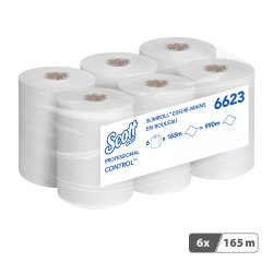 Rouleau d'essuie-mains Scott® Control™ Slimroll™ simple épaisseur 6623 - Carton de 6