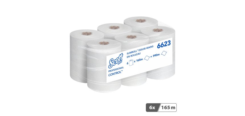 Rouleau d'essuie-mains Scott® Control™ Slimroll™ simple épaisseur 6623 - Carton de 6