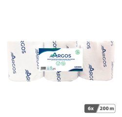 Rouleaux d'essuie-mains Argos double épaisseur blanc 200 m - Colis de 6