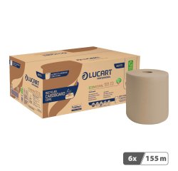 Rouleau d'essuie-mains Lucart EcoNatural 155 Identity double épaisseur 155 m - Carton de 6