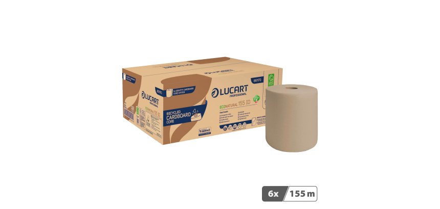 Rouleau d'essuie-mains Lucart EcoNatural 155 Identity double épaisseur 155 m - Carton de 6