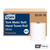 Rouleau d'essuie-mains tork Matic H1 Premium double épaisseur 100 m - Colis de 6