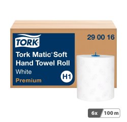 Rouleau d'essuie-mains tork Matic H1 Premium double épaisseur 100 m - Colis de 6