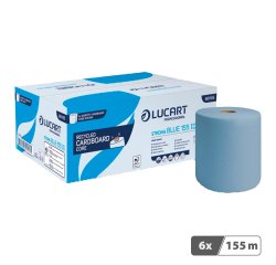 Rouleau d'essuie-mains Lucart Strong Blue 155 Identity double épaisseur 155 m - Carton de 6