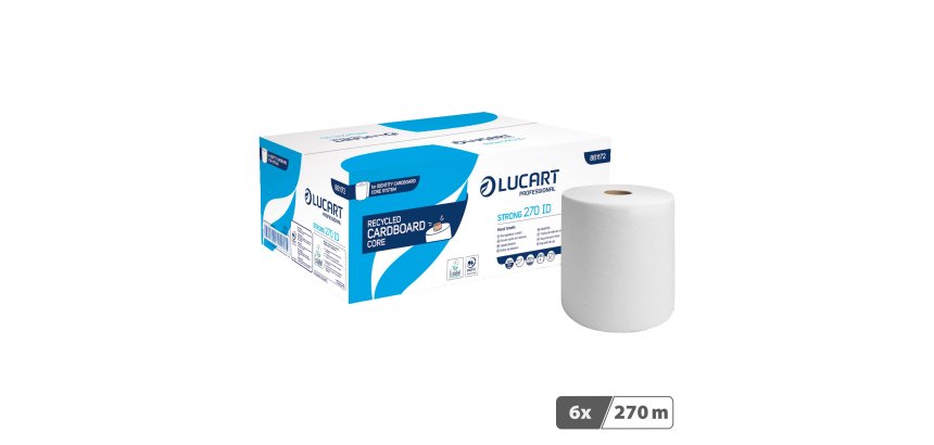 Rouleau d'essuie-mains Lucart Strong 270 Identity simple épaisseur 270 m - Carton de 6