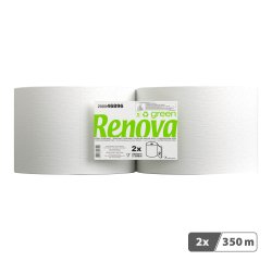Rouleau d'essuie-mains Renova Green double épaisseur 350 m - Lot de 2