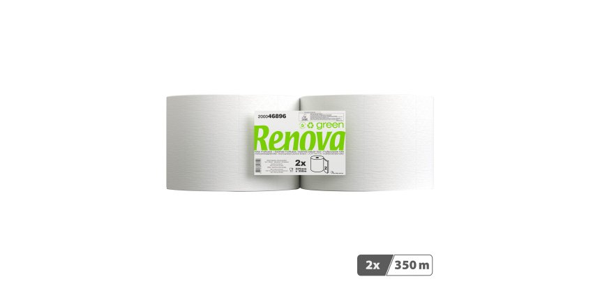 Rouleau d'essuie-mains Renova Green double épaisseur 350 m - Lot de 2
