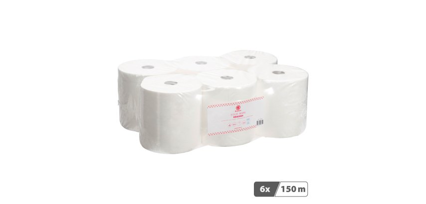 Rouleau d'essuie-mains Bruneau écolabel double épaisseur 150 m - Carton 6 rouleaux