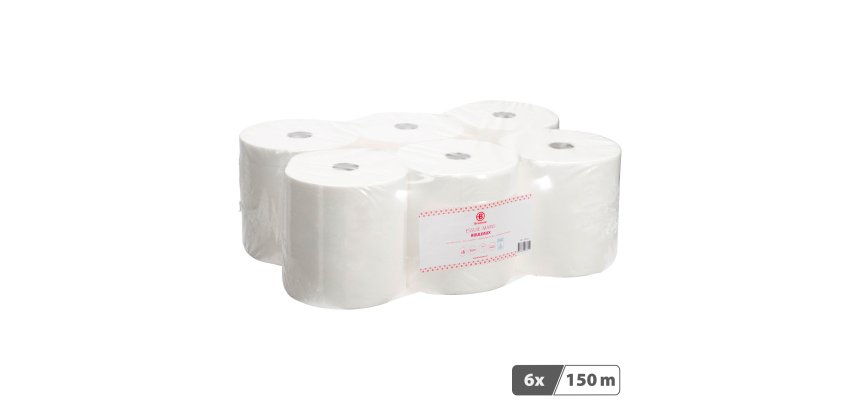 Rouleau d'essuie-mains Bruneau écolabel double épaisseur 150 m - Carton 6 rouleaux