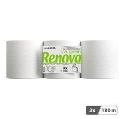 Rouleau d'essuie-mains Renova Green double épaisseur 180 m - Lot de 3