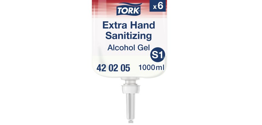 Gel hydroalcoolique extra désinfectant pour les mains Tork S1 - Cartouche de 1 L