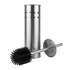 Brushed stainless steel toilet brush with silicone brush JVD