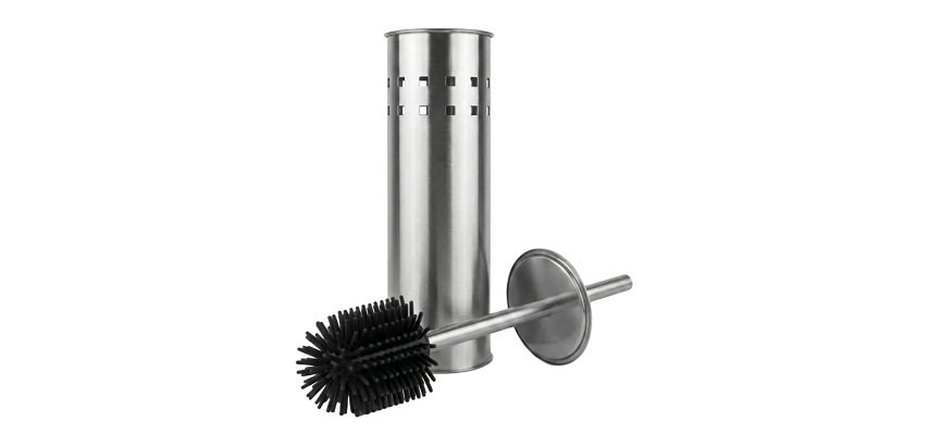 Balai brosse WC inox brossé avec brosse silicone JVD