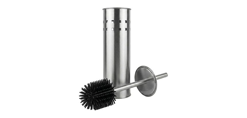 Brushed stainless steel toilet brush with silicone brush JVD