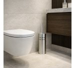 Brushed stainless steel toilet brush with silicone brush JVD