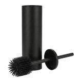 Balai brosse WC noir mat avec brosse silicone JVD