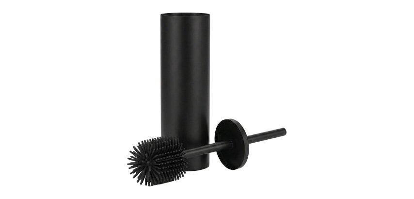 Balai brosse WC noir mat avec brosse silicone JVD