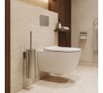 Brushed stainless steel toilet brush with silicone brush JVD