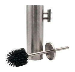 Balai brosse WC inox brossé avec brosse silicone JVD