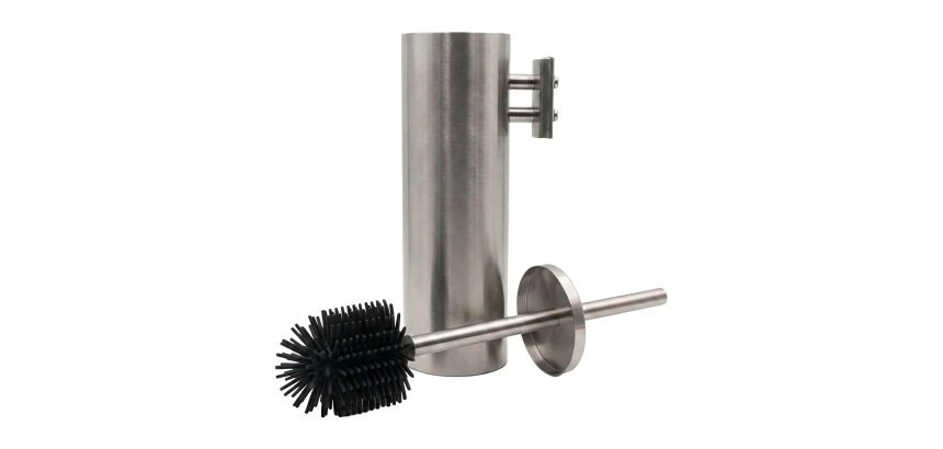 Balai brosse WC inox brossé avec brosse silicone JVD