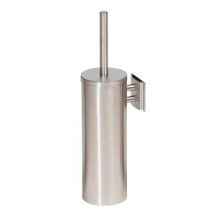 Brushed stainless steel toilet brush with silicone brush JVD