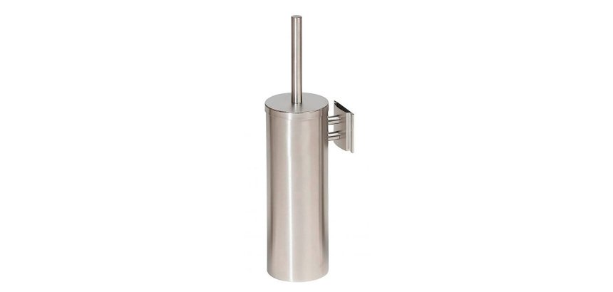 Brushed stainless steel toilet brush with silicone brush JVD