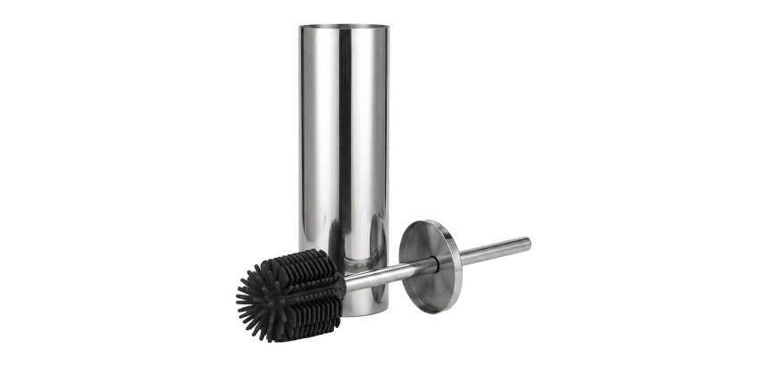 Balai brosse WC inox brillant avec brosse silicone JVD