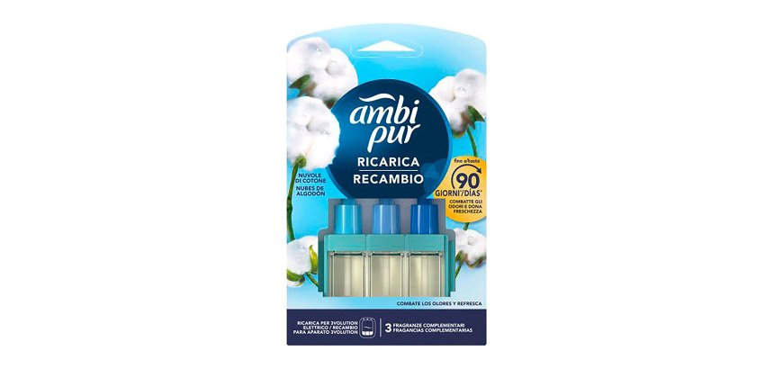 Ambi Pur 3Volution Algodón - Recambio Para Ambientador Eléctrico - 21 ml