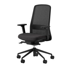 Chaise de bureau Rockit tissu et maille, mécanisme synchrone, accoudoirs 3D, dossier haut, soutien lombaire, structure noire