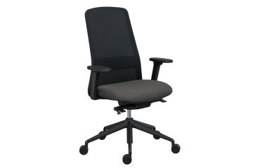 Chaise de bureau Rockit tissu et maille, mécanisme synchrone, accoudoirs 3D, dossier haut, soutien lombaire, structure noire