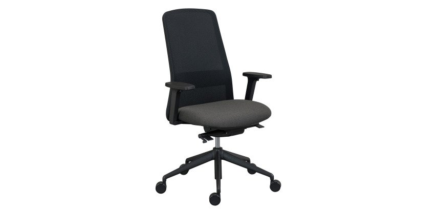 Office chair Rockit fabric and mesh, synchronous mechanism, 3D armrests, high backrest, lumbar support, black structure