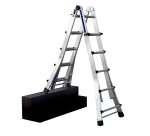 Scala telescopica STP Clik Clak per uso professionale in alluminio, 6 x 4 gradini