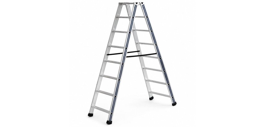 Scala a doppia salita STP Pikasso per uso industriale in alluminio, 8 gradini