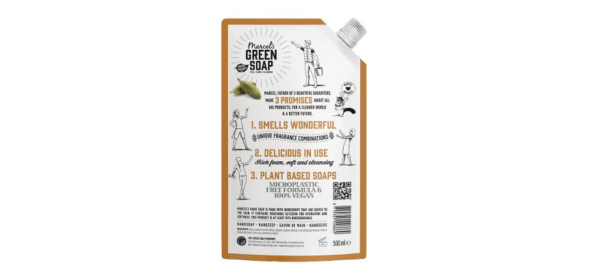 Gel voor handwas Marcel's Green Soap sandelhout & kardemom - Navulling 500 ml