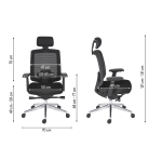 Chaise de Bureau ZOLPEE tissu et maille, accoudoirs 4D, appui-tête, réglable profondeur d'assise et soutien lombaire, mécanisme synchrone, pieds aluminium