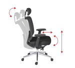 Chaise de Bureau ZOLPEE tissu et maille - avec accoudoirs, appui-tête, réglable profondeur d'assise et soutien lombaire - Mécanisme Synchrone - Pieds aluminium