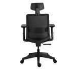 Chaise de bureau MOOV', tissu et maille, dossier avec soutien lombaire, accoudoirs, têtière, mécanisme synchrone avec réglage profondeur d'assise