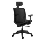 Chaise de bureau MOOV', tissu et maille, dossier avec soutien lombaire, accoudoirs, têtière, mécanisme synchrone avec réglage profondeur d'assise