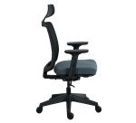 Chaise de bureau MOOV', tissu et maille, dossier avec soutien lombaire, accoudoirs, têtière, mécanisme synchrone avec réglage profondeur d'assise