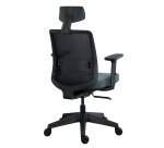 Chaise de bureau MOOV', tissu et maille, dossier avec soutien lombaire, accoudoirs, têtière, mécanisme synchrone avec réglage profondeur d'assise