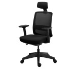 Chaise de bureau MOOV', tissu et maille, dossier avec soutien lombaire, accoudoirs, têtière, mécanisme synchrone avec réglage profondeur d'assise