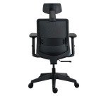 Chaise de bureau MOOV', tissu et maille, dossier avec soutien lombaire, accoudoirs, têtière, mécanisme synchrone avec réglage profondeur d'assise