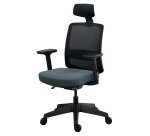 Chaise de bureau MOOV', tissu et maille, dossier avec soutien lombaire, accoudoirs, têtière, mécanisme synchrone avec réglage profondeur d'assise